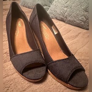 TOMS Dark Denim Wedge Heels